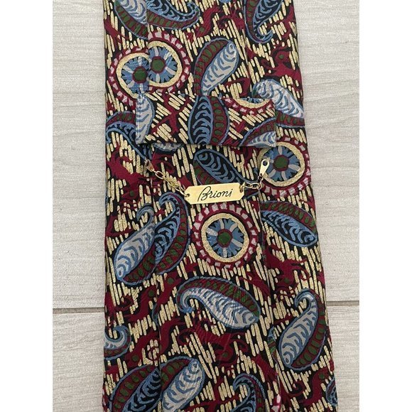Brioni Mens Multicolor Floral Paisley dis. n C050005 Silk Tie 3.75" x 61.75" euc - Picture 2 of 6